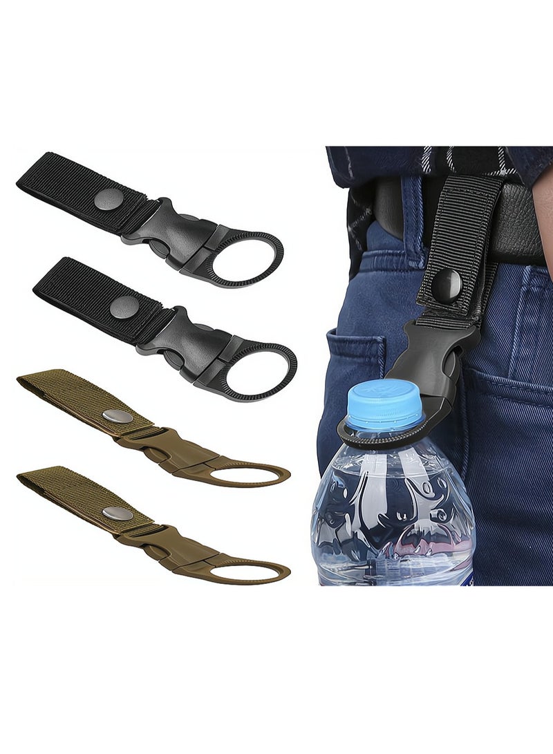 Excefore Kettle Hanging Buckle, Hangable Bottle cage Hooks, Outdoor Portable Water Bottle Ring Holder Mineral Water Bottle Clip, Used for Backpack Outdoor Tactical Camping Hiking Mountaineering Trip, 4 Pack - Image 1