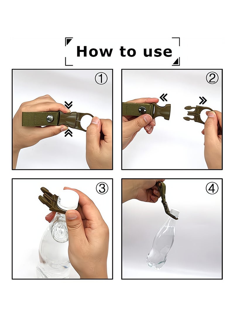 Excefore Kettle Hanging Buckle, Hangable Bottle cage Hooks, Outdoor Portable Water Bottle Ring Holder Mineral Water Bottle Clip, Used for Backpack Outdoor Tactical Camping Hiking Mountaineering Trip, 4 Pack - Image 3