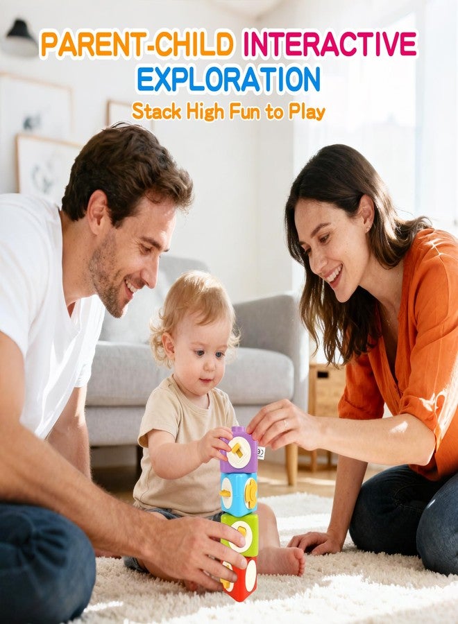 SOSUSHOE Montessori Activity Cube & Busy Board for 1 Year Old - 12-in-1 Travel Toys for Airplane & Car, Educational Activity Stacking & Sensory Toys for Toddlers 1-2, Valentine Gifts for Kids 1-2 Year Old - Image 5