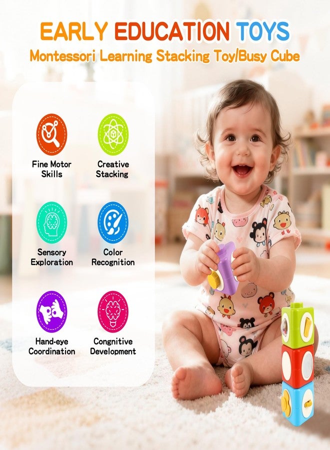 SOSUSHOE Montessori Activity Cube & Busy Board for 1 Year Old - 12-in-1 Travel Toys for Airplane & Car, Educational Activity Stacking & Sensory Toys for Toddlers 1-2, Valentine Gifts for Kids 1-2 Year Old - Image 2