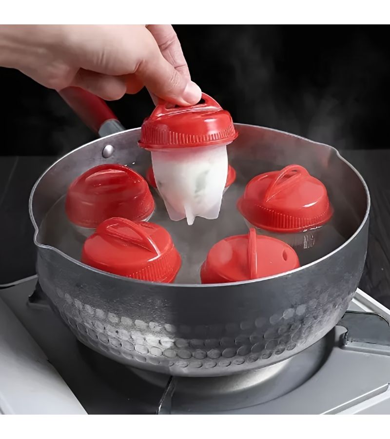 2pcs Non Stick Silicone Egg Cooker Easy Boiling Steaming Kitchen Gadget - Image 1