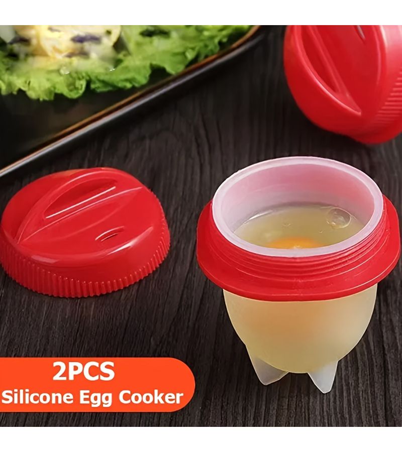 2pcs Non Stick Silicone Egg Cooker Easy Boiling Steaming Kitchen Gadget - Image 4