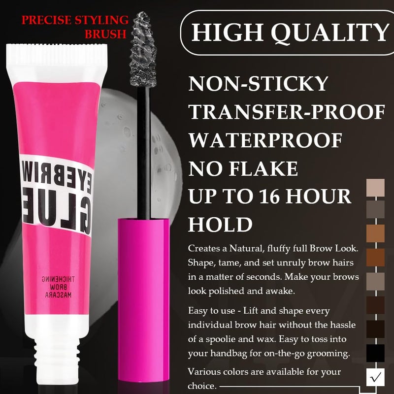 BINGBRUSH Tinted Thickening Brow Mascara,Brow Fast Sculpt,Waterproof, Transfer-proof, Brush to Fill in Eyebrows and Cover Gray Hairs - Cruelty Free - Light Medium Brown (1Pcs #09 transparent brow glue) - Image 2