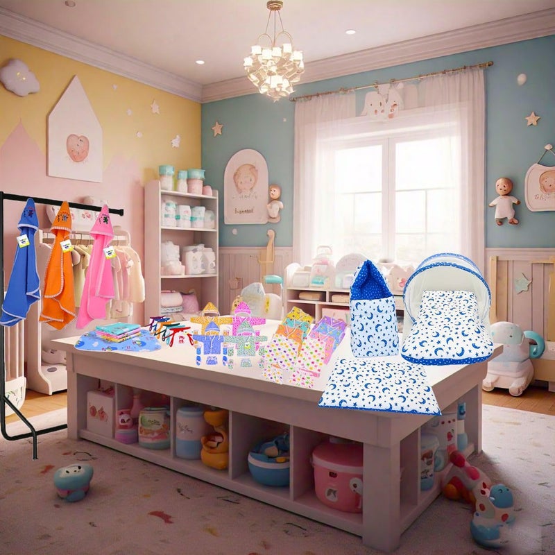 Toddylon Flat Bed New Born Baby Complete Daily Needs Items Combo of Essential Bedding & Clothing Set (0-6 Months) - Image 4