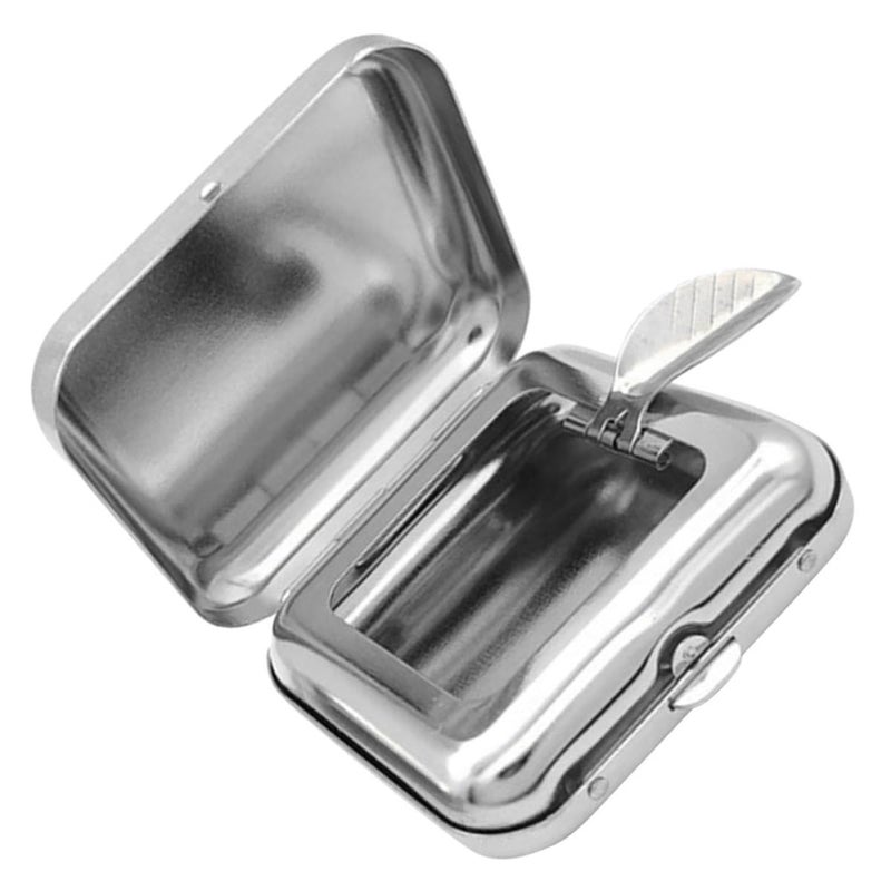 Stainless Steel Mini Pocket Ashtray With Lid Compact Travel Ash Holder For Indoor Outdoor - Image 2
