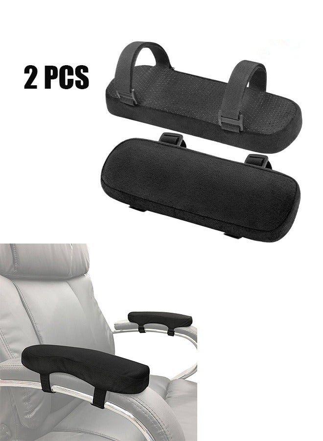 HY Chair Armrest Pads, Ergonomic High Density Memory foam Universal Office and Gaming Chair Armrest Covers for Elbows and Forearms Pressure Relief Set Of 2 (Black) - Image 1