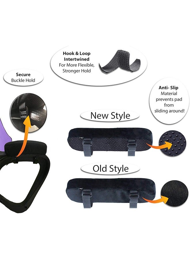 HY Chair Armrest Pads, Ergonomic High Density Memory foam Universal Office and Gaming Chair Armrest Covers for Elbows and Forearms Pressure Relief Set Of 2 (Black) - Image 4