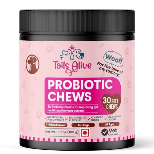 TailsAlive Probiotic Soft Chews Supplement for Dogs | Six Probiotic Strains for Gut Health & Digestion | Chicken Flavor | Supports Immune Function | 30 Soft Chews - Image 1