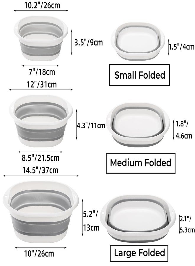 Goaste 3 Pack Collapsible Wash Basin, Portable Washing Basin, Foldable Dish Tub Square, Space Saving Plastic Washtub for Dishing, Fruit, Camping, Laundry, Hiking & Home (Grey) - Image 2
