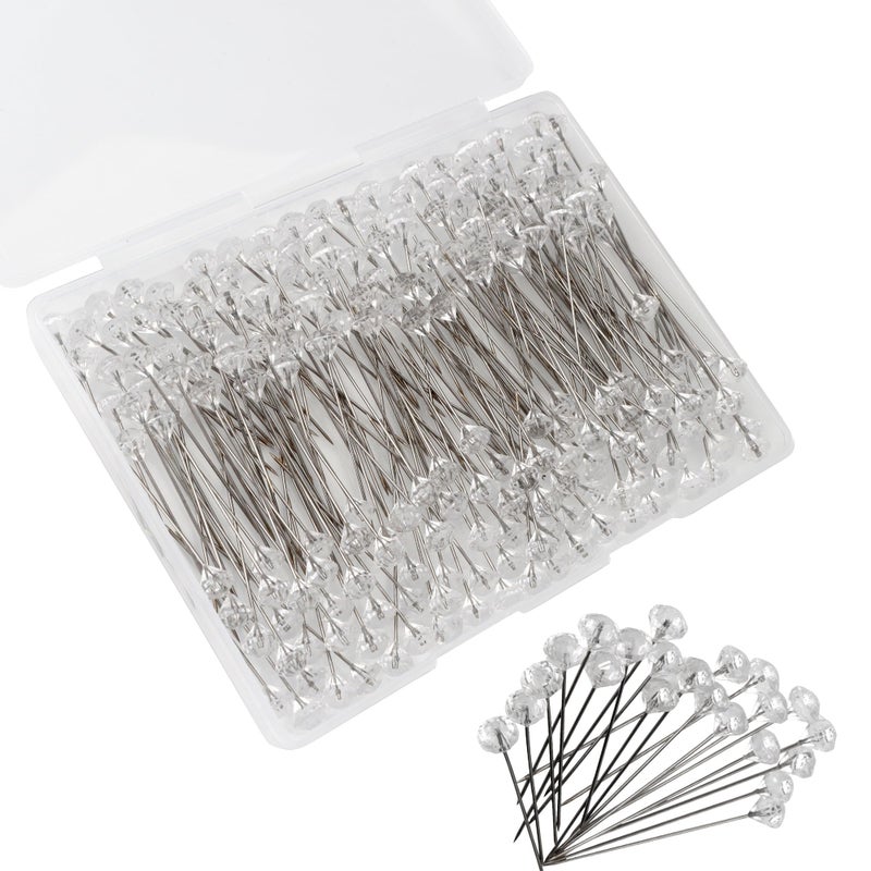 Dulinkas 200 Pcs Diamond Bouquet Pins 2 Inches Corsage Pins Flower Pins Rhinestones Crystal Head Pins Straight Head Pins Clear Flower Pins For Wedding Bouquet Decoration Jewelry Diy Craft - Image 1