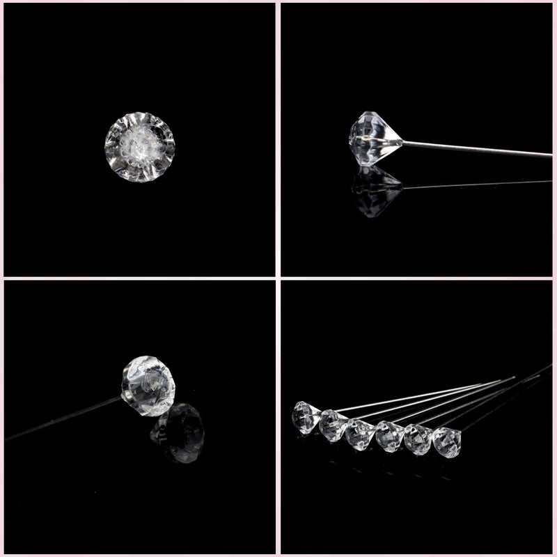 Dulinkas 200 Pcs Diamond Bouquet Pins 2 Inches Corsage Pins Flower Pins Rhinestones Crystal Head Pins Straight Head Pins Clear Flower Pins For Wedding Bouquet Decoration Jewelry Diy Craft - Image 3
