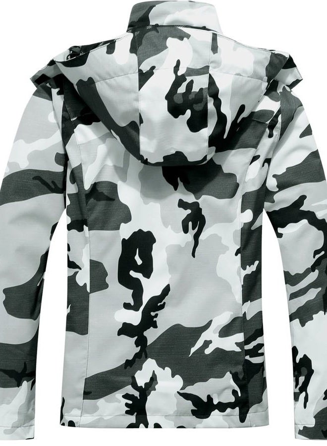 DECKTIN Women's Waterproof Raincoat Lightweight Rain Jacket Detachable Hood Travel Outdoor Black Camo XL - Image 2