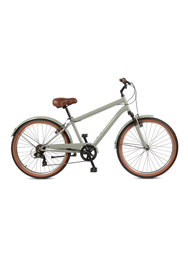 SPINN Uptown Men's City Bike - 26 Inch, 7 Speed, Cement Grey - Image 1