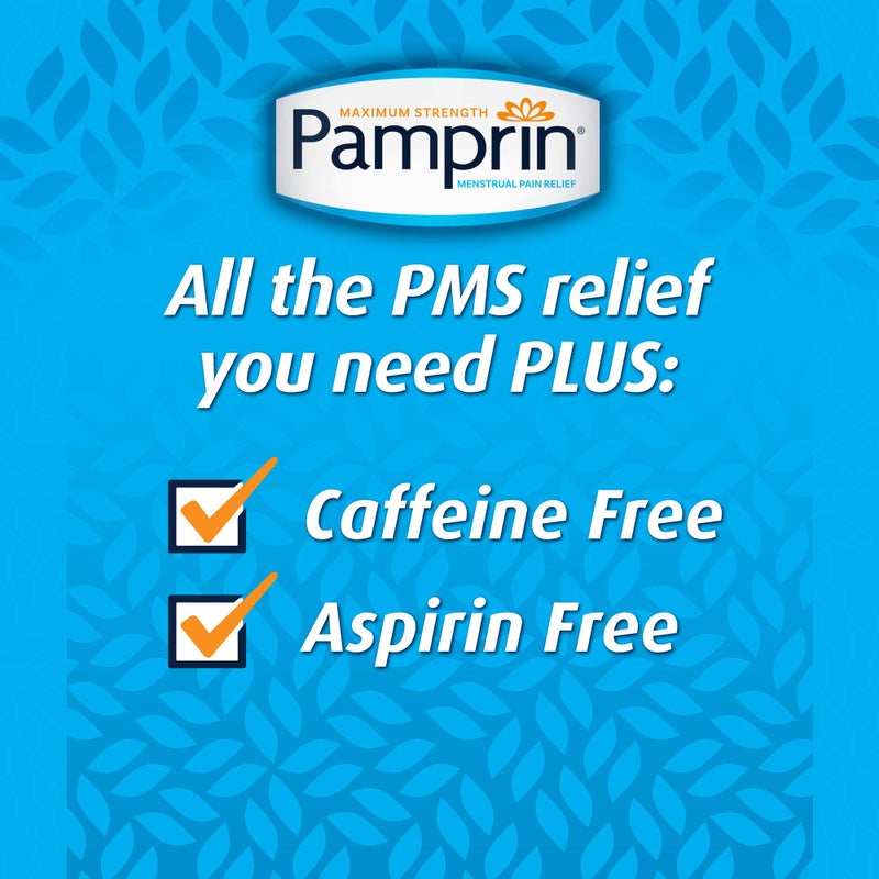 Pamprin Multi-Symptom Formula, with Acetaminophen, Menstrual Period Symptoms Relief including Cramps, Pain, Bloating, and Irritability 40 Caplets - Image 4
