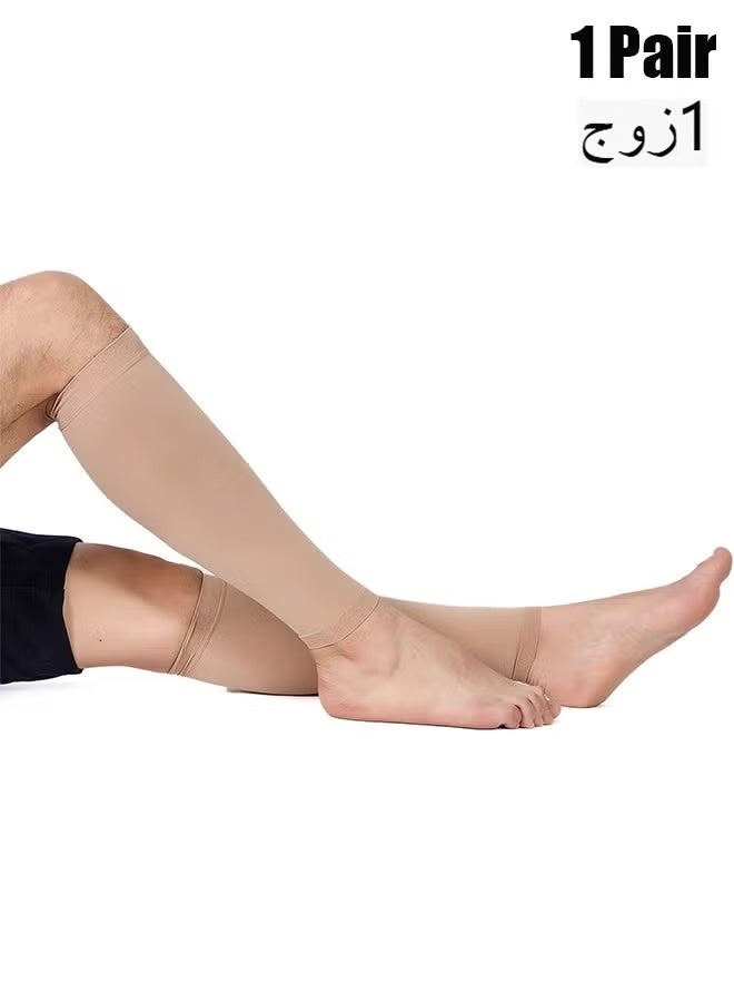 كم ضاغط للساق للرجال والنساء، زوج واحد، جوارب ضاغطة بدون قدم، 20-30 مم زئبقي لدعم الساق، جبيرة قصبة الساق، تسكين الألم، التورم، دوالي الأوردة، الأمومة، التمريض، السفر (بيج كبير) - Image 1