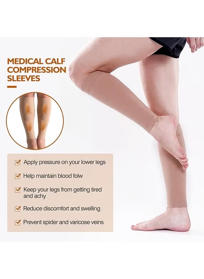 كم ضاغط للساق للرجال والنساء، زوج واحد، جوارب ضاغطة بدون قدم، 20-30 مم زئبقي لدعم الساق، جبيرة قصبة الساق، تسكين الألم، التورم، دوالي الأوردة، الأمومة، التمريض، السفر (بيج كبير) - Image 3