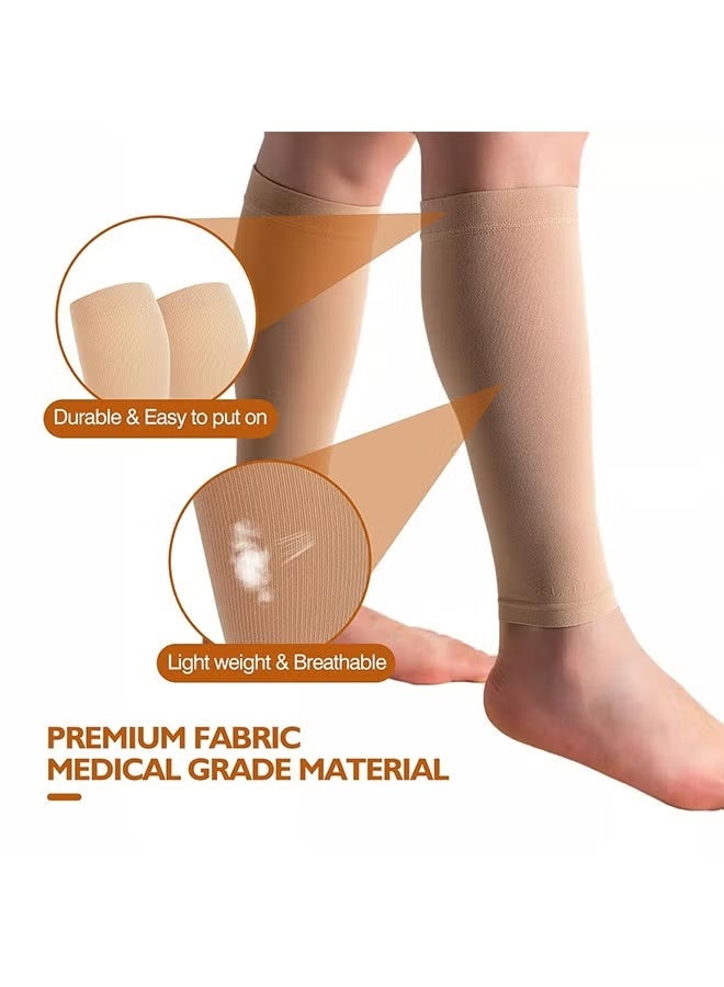 كم ضاغط للساق للرجال والنساء، زوج واحد، جوارب ضاغطة بدون قدم، 20-30 مم زئبقي لدعم الساق، جبيرة قصبة الساق، تسكين الألم، التورم، دوالي الأوردة، الأمومة، التمريض، السفر (بيج كبير) - Image 4