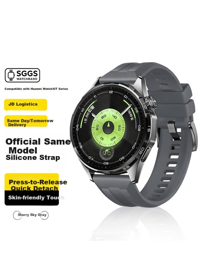 Sggs Compatible Huawei Watch Band For Watch 5/4/gt6/6 Pro/gt5/5 Pro/gt4, Skin-friendly Silicone Sports Waterproof Sweatproof Strap - Starry Sky Gray 46/48mm
