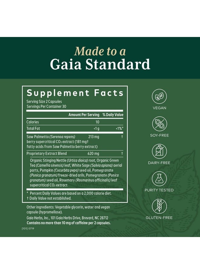 Gaia Herbs Gaia Pro Prostate Formula For Men’S Prostate Health With Saw Palmetto Stinging Nettle Organic Green Tea Rosemary Pomegranate & More 60 Vegan Liquid Phytocapsules (30 Servings)  - Image 3