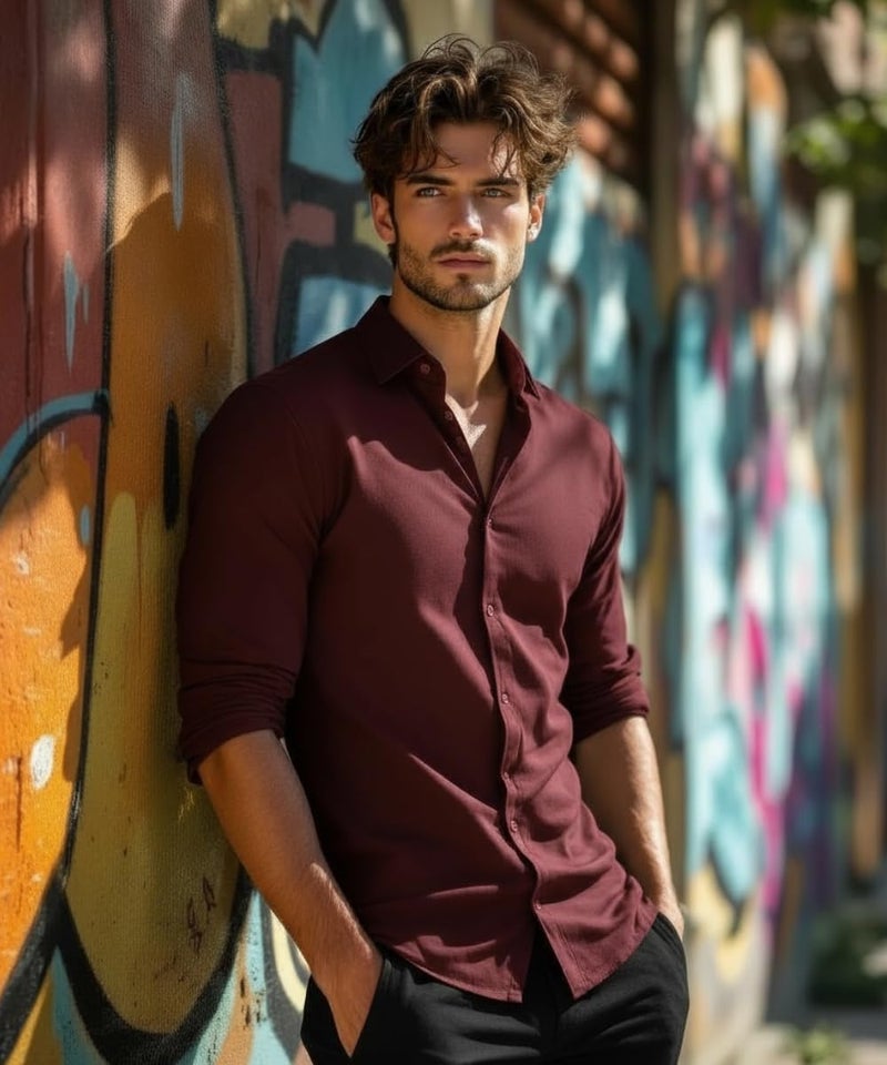 Glowic Men's Plain Casual Shirt | Cotton Soft & Breathable Fabric | Full Sleeve Comfort Fit Stylish Solid Shirts for Office (in, Alpha, L, Regular, Maroon) - Image 5