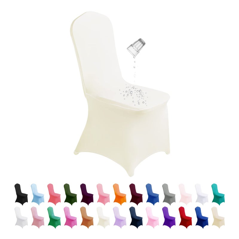 SUPERO Waterproof Spandex Chair Cover 25PCS Stretch Dining Chair Covers Polyester Outdoor Chair Covers Protector Stretch Chair Cover for Party Universal Banquet Wedding Event HotelIvory