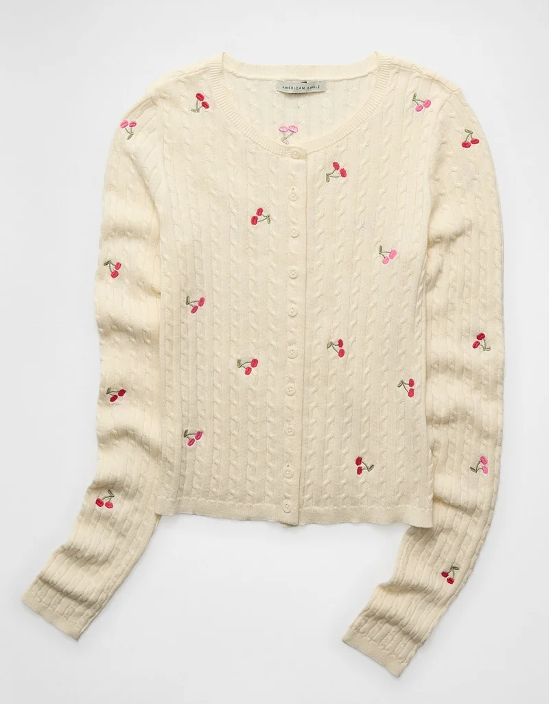 AE Cable-Knit Cardigan Sweater