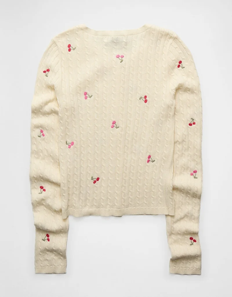 American Eagle  AE Cable-Knit Cardigan Sweater for Women | Best Price UAE