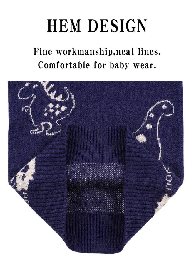 Peecabe Winter Baby Boy Dinosaur Sweater Toddler Girl O-Neck Soft Pullover Infant Knitted Fall Sweater (Dinosaur Navy, 2T-90) - Image 5