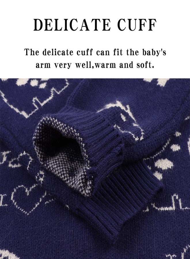 Peecabe Winter Baby Boy Dinosaur Sweater Toddler Girl O-Neck Soft Pullover Infant Knitted Fall Sweater (Dinosaur Navy, 2T-90) - Image 4