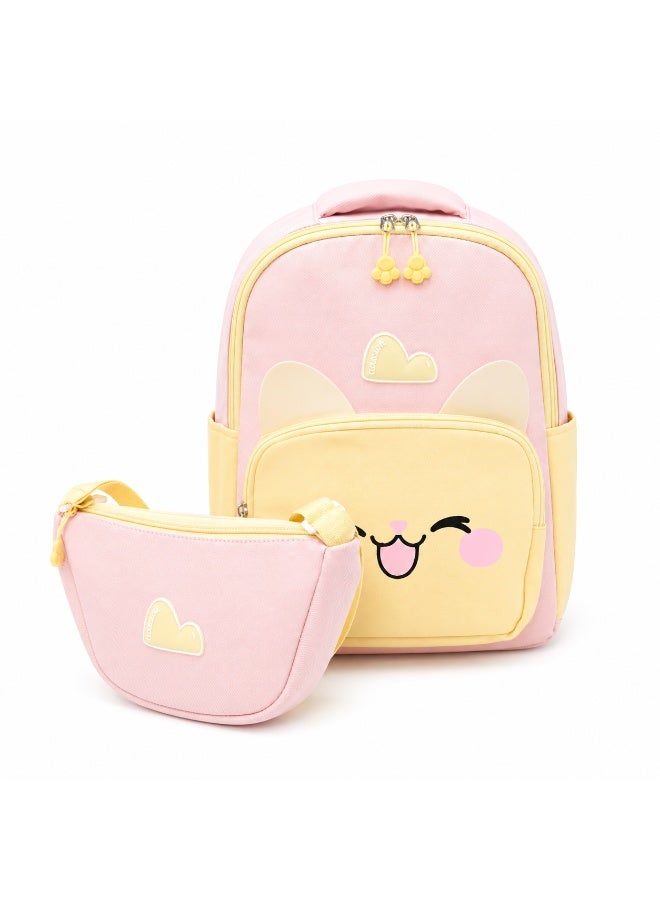Blush Cloud Buddy Animal School Backpack Matching Side Bag Lightweight Student Book Bag Set, Cute Cartoon School Backpack Adjustable Shoulder Straps, Multi Pocket Backpack School, Daily Use Travel.