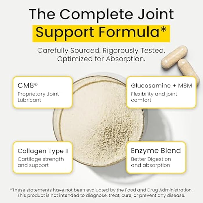 Flexcin Joint Health & Mobility Formula with CM8 (Cetyl Myristoleate) - Joint Supplements for Men and Women with Glucosamine, MSM, Collagen Type II - 3 Pack (270 Capsules) - Image 2