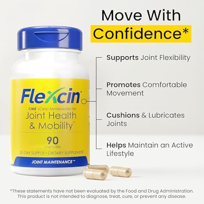 Flexcin Joint Health & Mobility Formula with CM8 (Cetyl Myristoleate) - Joint Supplements for Men and Women with Glucosamine, MSM, Collagen Type II - 3 Pack (270 Capsules) - Image 3