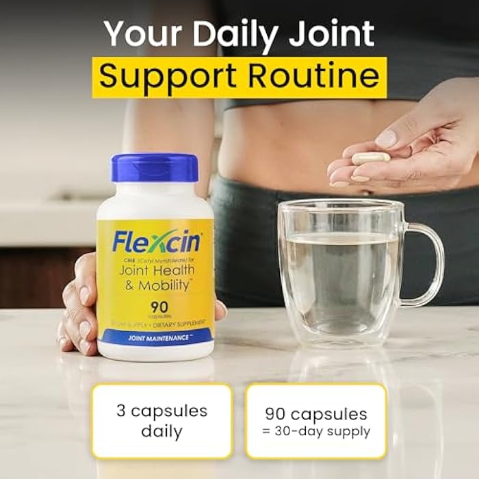 Flexcin Joint Health & Mobility Formula with CM8 (Cetyl Myristoleate) - Joint Supplements for Men and Women with Glucosamine, MSM, Collagen Type II - 3 Pack (270 Capsules) - Image 4