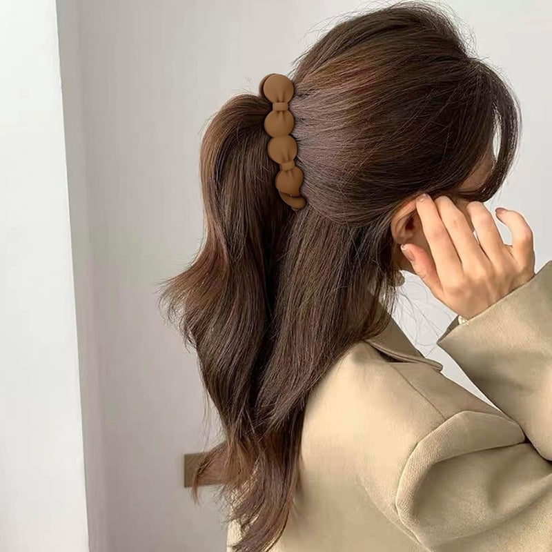 KASTWAVE 6 PCS Bow & Banana Hair Clip Set, Matte and Shiny Finish for Medium to Thin Hair in 2 Styles and 3 Colors, Strong Hold Half Updo and Bun Maker, Versatile Styling Accessories for Women - Image 3