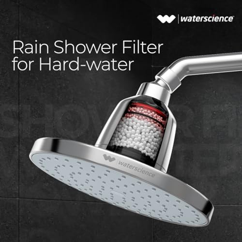 waterscience Acrylonitrile Butadiene Styrene Cleo Rain Shower Filter For Hard Water With Shower Arm | 8 Inch Shower Head Chrome | Water Softener For Bathroom - Image 2