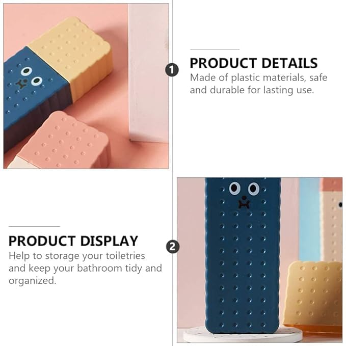 GNOLY Multipurpose Biscuit Shape Toothbrush/Toothpaste Holder, Portable Toothbrush Storage Box Container Toothbrush Holder Bathroom Organizer (2) - Image 5