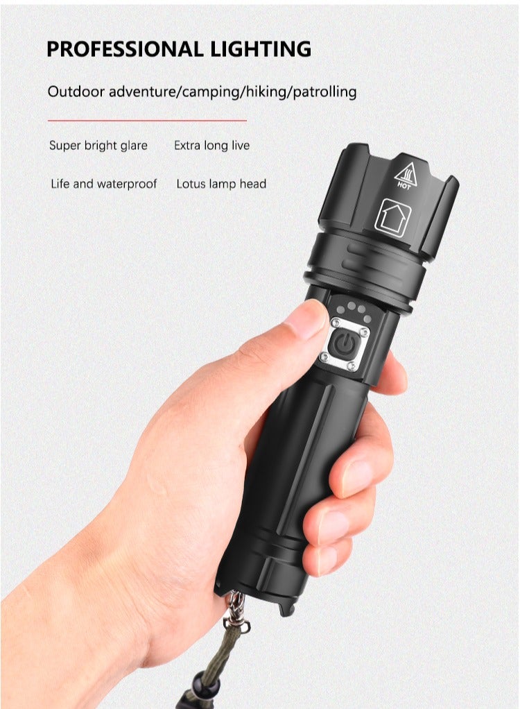 Maanys Maany's Rechargeable LED Flashlights, 10000 lumens XHP70.2 Super Bright Tactical Torch Light, IPX4 Waterproof & Zoomable Light for Camping, Hiking and Emergencies - Image 2