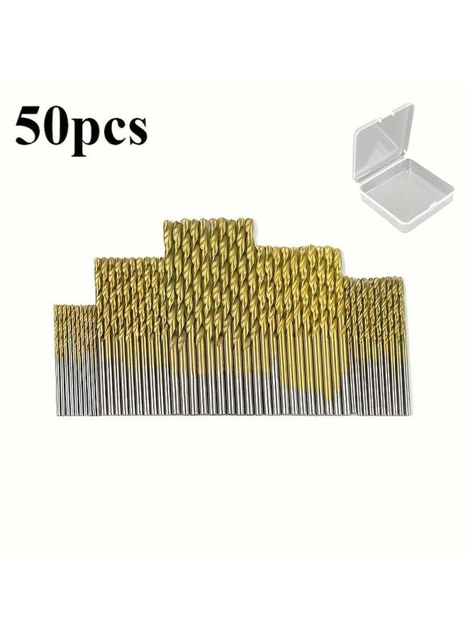 50 Pcs Titanium Coated High Speed Steel Drill Bit Set For Wood Metal Plastic - Image 2