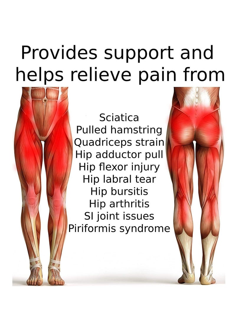 Hip Brace, Sciatica Pain Relief Brace, Thigh Supports, Thigh Hamstring Compression Support Wrap for Sciatica Pain Relief, SI Joint for Labral Tear, Arthritis, Bursitis, Sciatic Nerve pain - Image 4