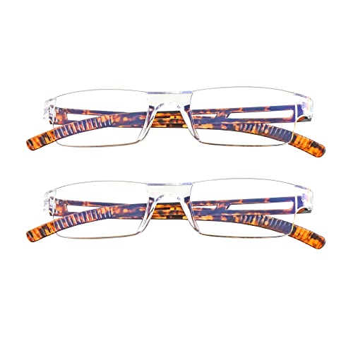 VisionGlobal 2 Pairs Reading Glasses, Blue Light Blocking Glasses, Computer Reading Glasses for Women and Men, Fashion Square Eyewear Frame (2tortoise,+1.75 Magnification) - Image 1