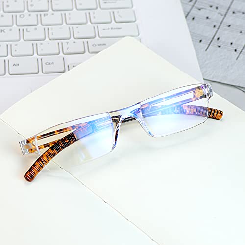 VisionGlobal 2 Pairs Reading Glasses, Blue Light Blocking Glasses, Computer Reading Glasses for Women and Men, Fashion Square Eyewear Frame (2tortoise,+1.75 Magnification) - Image 5