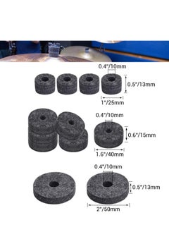Generic 23pcs Cymbal Replacement Accessories/ Cymbal Stand Felts/ Drum Cymbal Felt Pads Include Wing Nuts/ Washers/ Cymbal Sleeves & Drum Key - Gray  - Image 2