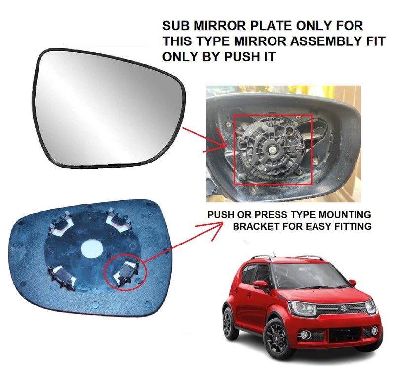 STYCARO -Side View Sub Mirror Glass Plate compatible with Maruti Suzuki Ignis 2016-2022 Model (RIGHT DRIVER SIDE) - Image 2