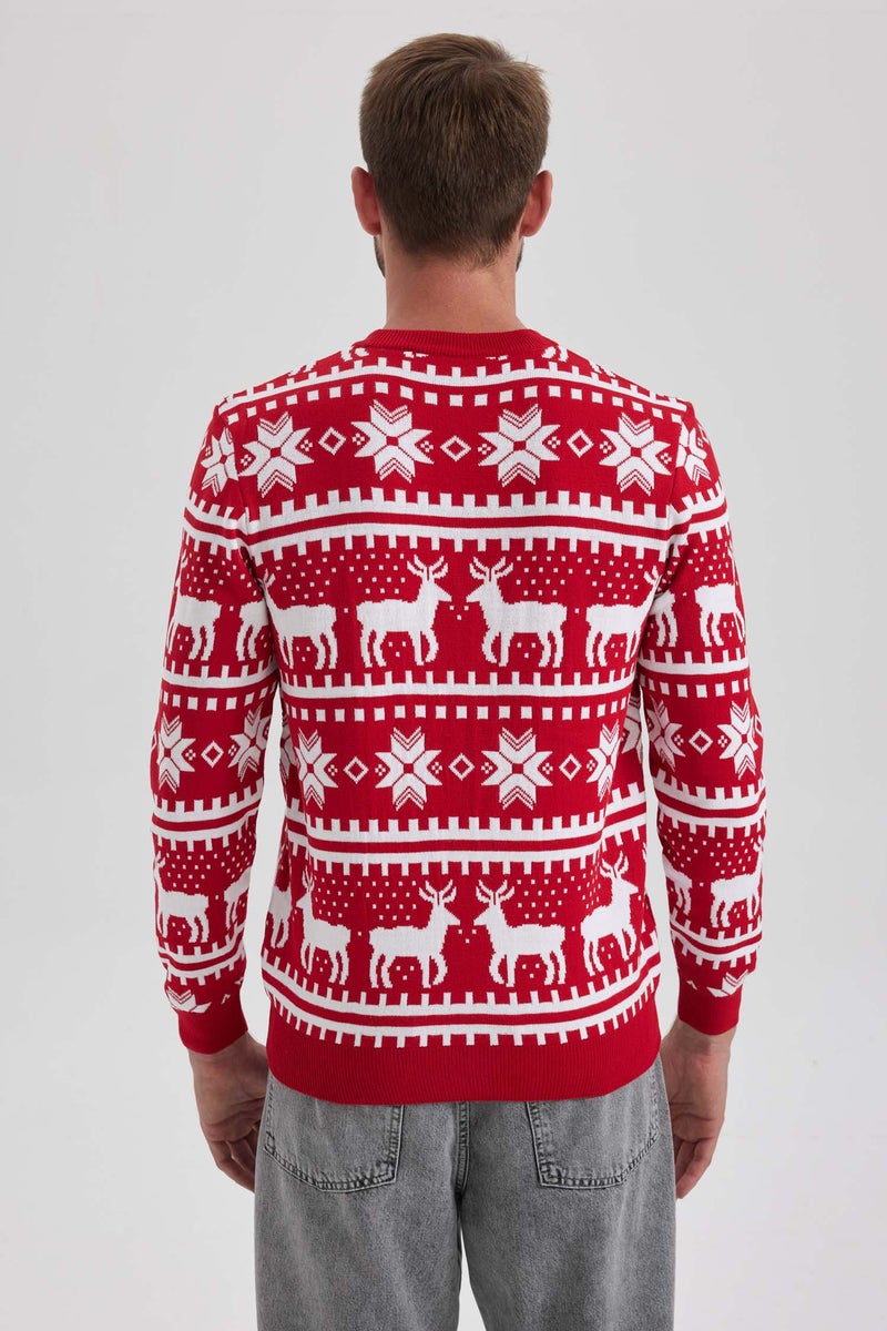 DeFacto Man New Year Themed Standard Fit Crew Neck Knitted Pullover  - Image 5