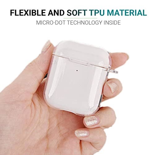 KACA Silicone Soft Case Cover with Keychain for AirPods 1 & 2, Apple airpods 1st and 2nd Generation case (Transparent) - Image 3