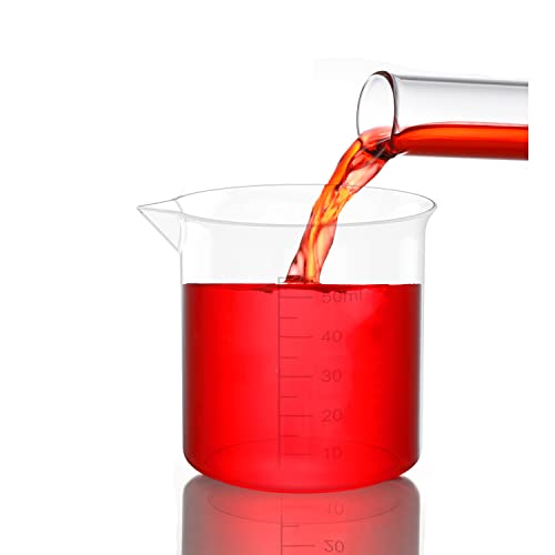 Goiio 1.7 Oz Transparent Lab Measuring Cup, 50ml Plastic Beaker Cups, for Science Experiment, Liquid Measuring, 12 Pcs - Image 3