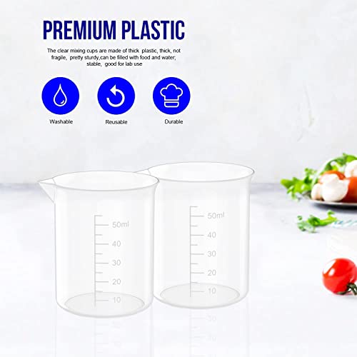 Goiio 1.7 Oz Transparent Lab Measuring Cup, 50ml Plastic Beaker Cups, for Science Experiment, Liquid Measuring, 12 Pcs - Image 4