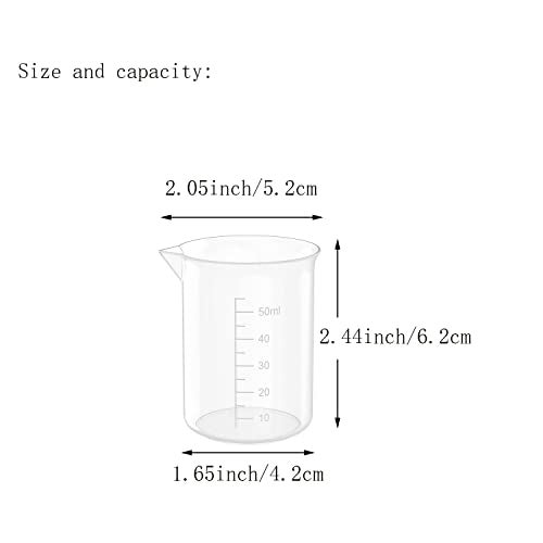 Goiio 1.7 Oz Transparent Lab Measuring Cup, 50ml Plastic Beaker Cups, for Science Experiment, Liquid Measuring, 12 Pcs - Image 2