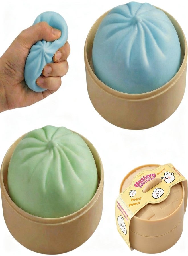 Plman 2PCS Squishy Dumpling Mystery Dumpling Squishy, Dumplings Toy for Stress Relief, Dumpling Stress Ball Large Squeeze Dough Ball Stress Relief Toy for Adults (Blue & Green) - Image 1