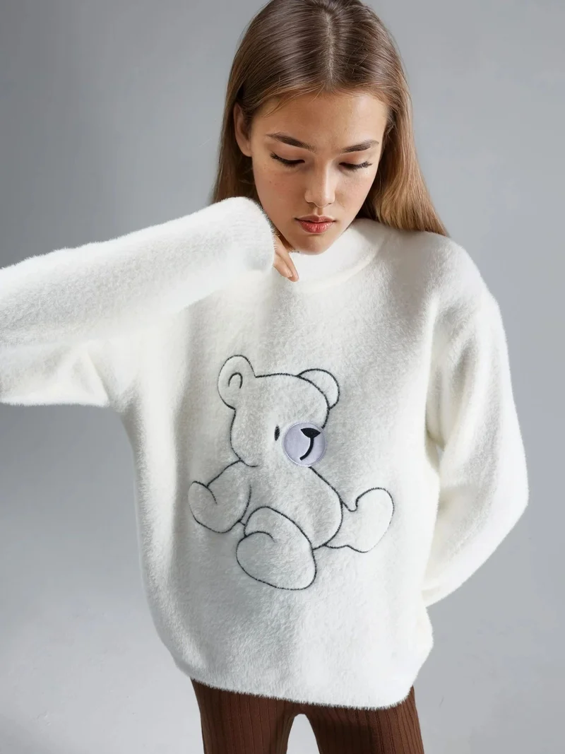 MY FASHION Oversize Teddy Bear Plush Sweater